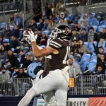 WR Ty Pezza with a great leap and catch over the middle.