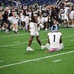 Brown defender reaching out to Marquis Buchanan following a  drive and game ending interception.