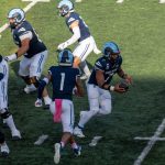 Marquis Buchanan goes in motion, the footwork is critical here.  The number one receiver had two catches - both for big yardage fist downs.  I am sorry not to have one of those catches, but his two grabs kept RI moving down the field.  Every play is important, first down catches are big.