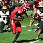 Senior Efrem White had a big night rushing and receiving. Here he is on his way to the endzone.